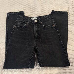 Zara Black Ripped Denim Jeans